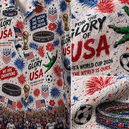All Teams World Cup Champion Football Soccer Unisex Button-Up Hawaiian Shirt For Men & Women