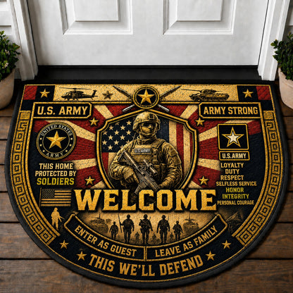 US Military Pride Quilted Print Premium Welcome Mat – Personalized Doormat