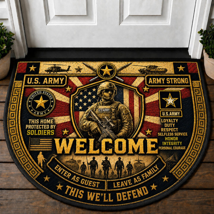 US Army US Military Pride Quilted Print Premium Welcome Mat – Personalized Doormat