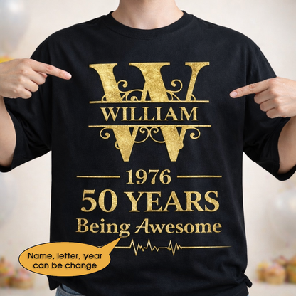 T-Shirt Age personalized name, year, letter for birthday Hot Sale