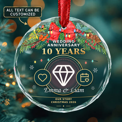 Wedding Anniversary Personalized Glass Ornament | 5To9Vibe